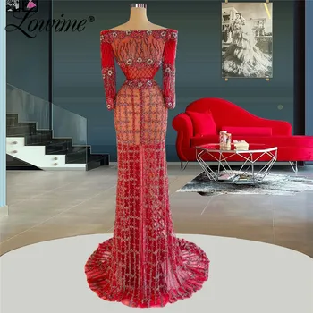 Puošnios Prabangios Vakarinės Suknelės Valtis Kaklo Undinė Ilgas Šalis Suknelė Garsenybių Suknelės 2021 Couture Plius Keltas Suknelės, Vestuvių Chalatai