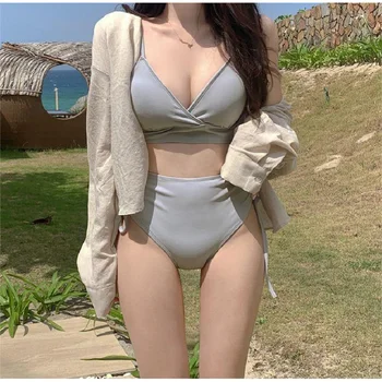 2023 korėjos Stiliaus Naujas Aukštos Juosmens Moterų maudymosi kostiumėlį, Kietas Seksualus Dviejų dalių Karštas Pavasaris, maudymosi Kostiumėliai Paplūdimio