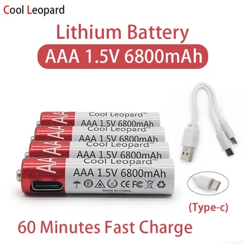 2VNT Naujos AAA 1,5 V 6800mAh Įkraunama Ličio Baterija,Nuotolinio Valdymo Pelės Mažas Ventiliatoriaus Elektros Žaislas AAA Li-ion Baterija
