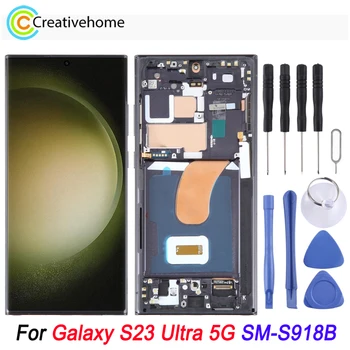 OLED Ekranu Samsung Galaxy S23 Ultra 5G SM-S918B PhoneLCD Ekranas ir skaitmeninis keitiklis Visą komplektuojami su Rėmo