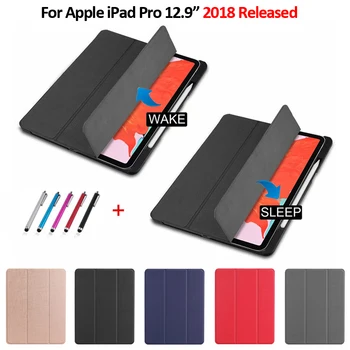 Case For iPad Pro 12.9 2018 Atveju Su Pieštukas Turėtojas Kartus PU Odos Apsauginis Smart Tablet Atveju Funda Dėl Naujojo 
