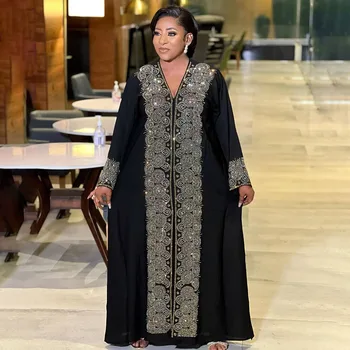 Ramadanas Dubajus Abaja Vakaro Suknelės Islamas Drabužius Turkijos Musulmonų Arabų Juoda Suknelė, Hijab Moterų Diamond Djellaba Skraiste 2023