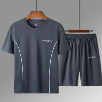 Minkštas Vyrų T-marškinėliai, Šortai Komplektas Quick Dry Laisvas Bėgiojimas Veikia Vyrų Vasaros Tracksuit Elastinga Juosmens Vyrų Tracksuit Vyrų Drabužis