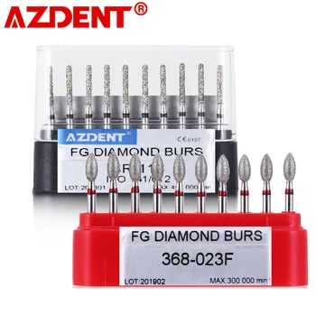 AZDENT 10vnt/Box Dantų Didelės Spartos Diamond Burs Stomatologas Super Rupi Deimantiniai Grąžtai Dantų Lab Poliravimo Įrankiai Dia.1.6 mm