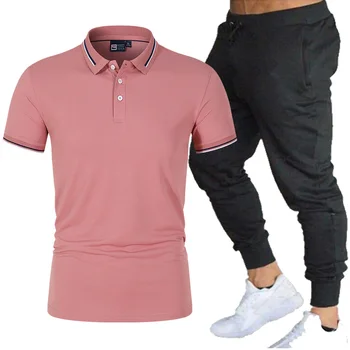 Polo marškinėliai, vyriški trumpomis rankovėmis vientisos spalvos universalus atvartas T-shirt sporto atsitiktinis didelės kelnės