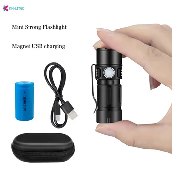 Mini Super Ryškus LED Žibintuvėlis USB Įkrovimo 5 Apšvietimo Režimo Led Žibintuvėlis už Naktį Jojimo Kempingas Medžioklės Patalpų Blykstė