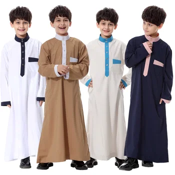 Saudo Arabijos Musulmonų Berniukų Vaikai Skraiste Thoub Jubba Thobe Daffah Arabų Suknelė Islamo Drabužių Maxi Suknelė Abaja Eid Ramadanas Thawb Artimuosiuose Rytuose