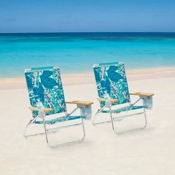 2-Pack Ramsčių Medienos Rankos Sėdima Komfortą Aukštis Paplūdimio Kėdės, Žalios Palmių paplūdimys kėdė, lauko kėdė stovyklavimo kėdė