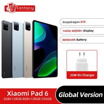 Pasaulinė Versija Xiaomi Trinkelėmis 6 Snapdragon 870 128GB/256 GB 144Hz WQHD+ 11 colių Ekrano 8840mAh Baterija 33W Trinkelėmis 6 Quad Garsiakalbiai