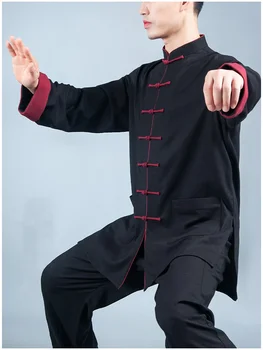Aukštos kokybės Chi Uniformas Kung Fu Drabužiai Vyrams Kovos Menų Drabužius Wu Shu Praktikuojančių Vyrų Unisex Patogus Audinys Juoda