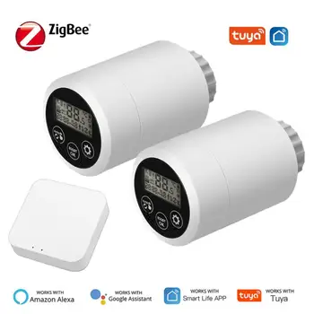 Tuya ZigBee 3.0 Smart Radiatorių Pavara Vožtuvas su LCD skaitmeninis displėjus, Nuotolinio Valdymo Parama, Alexa, Google Namų SmartLife App