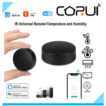 CORUI Tuya WiFi 3-In-1 IR Universalus Nuotolinio valdymo pultelis Temperatūros Ir Drėgmės Jutiklis App Kontrolės Dirbti Su Alexa 